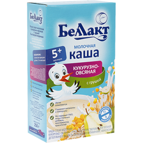 Молочная кукурузно-овсяная каша с грушей, витаминами и минералами